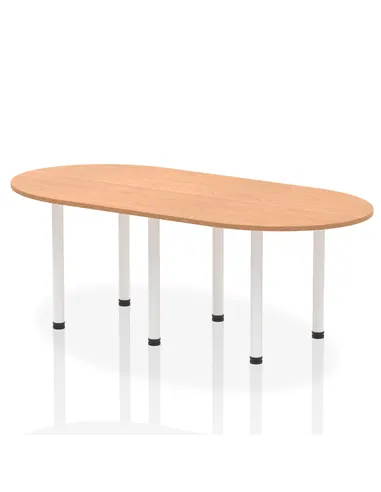Dynamic Impulse 2400mm Boardroom Table Oak Top White Post Leg I003751