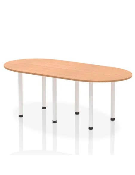 Dynamic Impulse 2400mm Boardroom Table Oak Top White Post Leg I003751