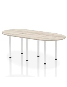 Dynamic Impulse 2400mm Boardroom Table Grey Oak Top White Post Leg I003752