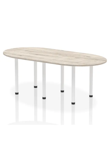 Dynamic Impulse 2400mm Boardroom Table Grey Oak Top White Post Leg I003752