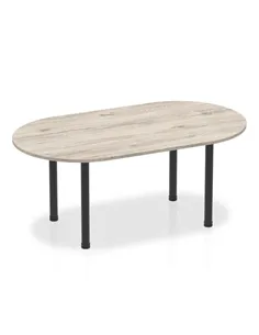 Dynamic Impulse 1800mm Boardroom Table Grey Oak Top Black Post Leg I004177