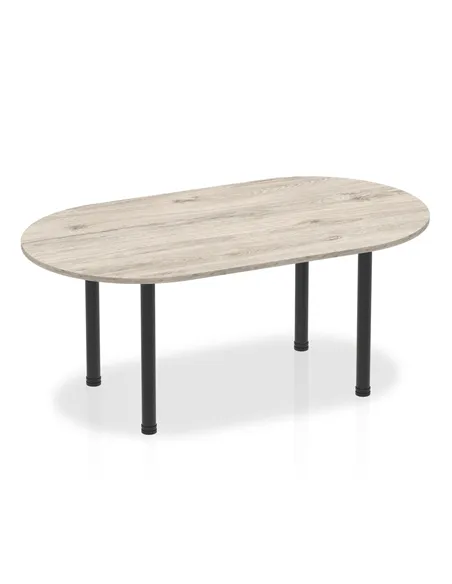 Dynamic Impulse 1800mm Boardroom Table Grey Oak Top Black Post Leg I004177