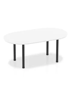 Dynamic Impulse 1800mm Boardroom Table White Top Black Post Leg I004180