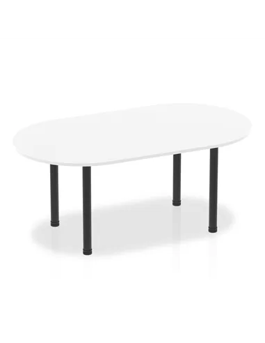 Dynamic Impulse 1800mm Boardroom Table White Top Black Post Leg I004180