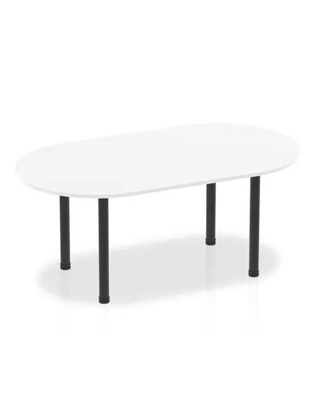 Dynamic Impulse 1800mm Boardroom Table White Top Black Post Leg I004180