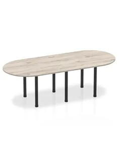 Dynamic Impulse 2400mm Boardroom Table Grey Oak Top Black Post Leg I004183