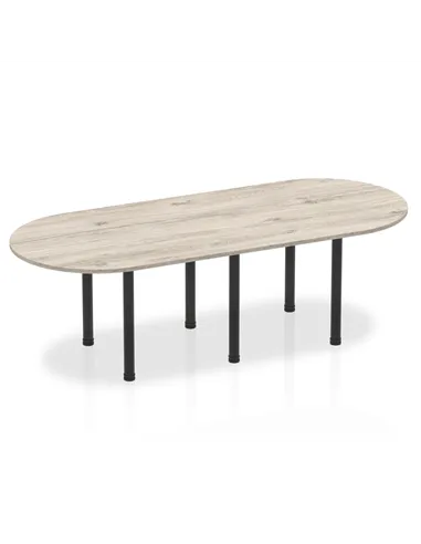 Dynamic Impulse 2400mm Boardroom Table Grey Oak Top Black Post Leg I004183