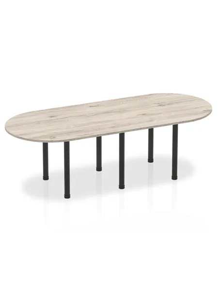 Dynamic Impulse 2400mm Boardroom Table Grey Oak Top Black Post Leg I004183