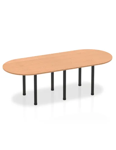 Dynamic Impulse 2400mm Boardroom Table Oak Top Black Post Leg I004185