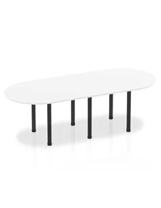 Dynamic Impulse 2400mm Boardroom Table White Top Black Post Leg I004186