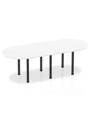 Dynamic Impulse 2400mm Boardroom Table White Top Black Post Leg I004186