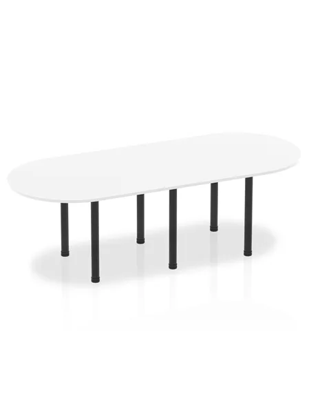 Dynamic Impulse 2400mm Boardroom Table White Top Black Post Leg I004186
