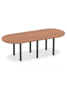 Dynamic Impulse 2400mm Boardroom Table Walnut Top Black Post Leg I004187