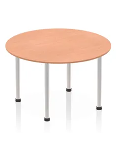 Dynamic Impulse 1200mm Round Table Beech Top Brushed Aluminium Post Leg I003777