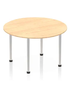 Dynamic Impulse 1200mm Round Table Maple Top Brushed Aluminium Post Leg I003778