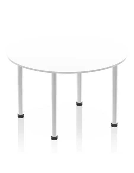 Dynamic Impulse 1200mm Round Table White Top Brushed Aluminium Post Leg I003780