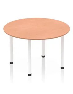 Dynamic Impulse 1200mm Round Table Beech Top White Post Leg I003783
