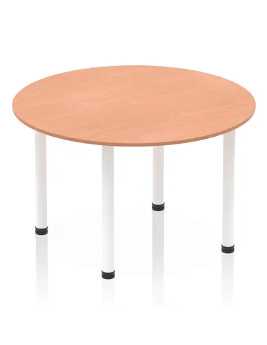 Dynamic Impulse 1200mm Round Table Beech Top White Post Leg I003783