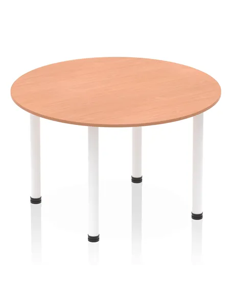 Dynamic Impulse 1200mm Round Table Beech Top White Post Leg I003783