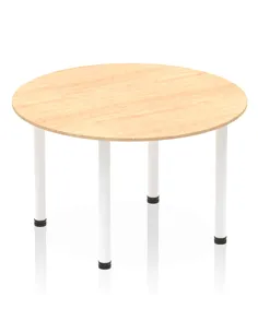 Dynamic Impulse 1200mm Round Table Maple Top White Post Leg I003784