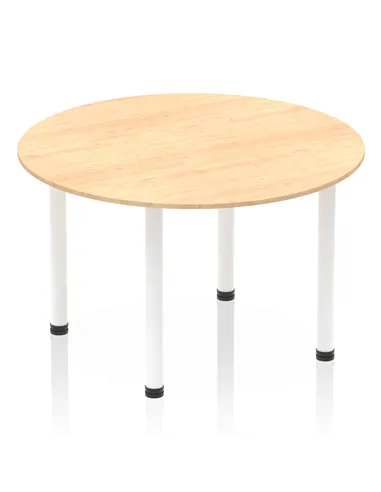 Dynamic Impulse 1200mm Round Table Maple Top White Post Leg I003784