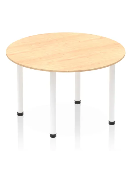 Dynamic Impulse 1200mm Round Table Maple Top White Post Leg I003784