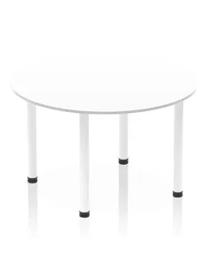Dynamic Impulse 1200mm Round Table White Top White Post Leg I003786