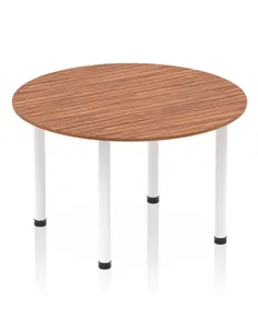 Dynamic Impulse 1200mm Round Table Walnut Top White Post Leg I003787