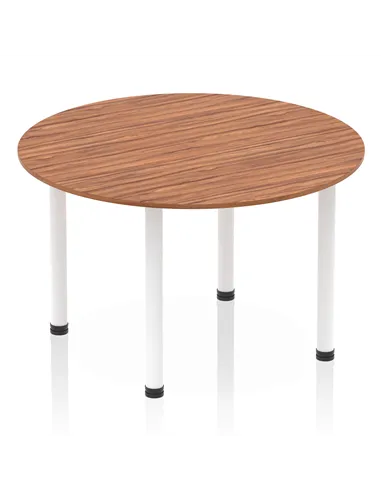 Dynamic Impulse 1200mm Round Table Walnut Top White Post Leg I003787