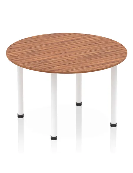 Dynamic Impulse 1200mm Round Table Walnut Top White Post Leg I003787