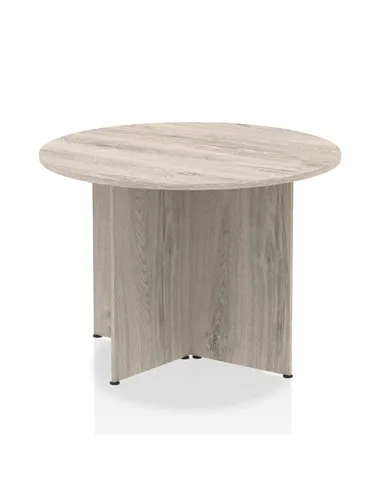 Dynamic Impulse 1000mm Round Table Grey Oak Top Arrowhead Leg I003796