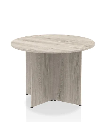 Dynamic Impulse 1000mm Round Table Grey Oak Top Arrowhead Leg I003796