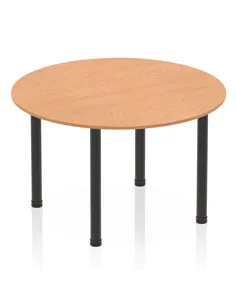 Dynamic Impulse 1200mm Round Table Oak Top Black Post Leg I004191