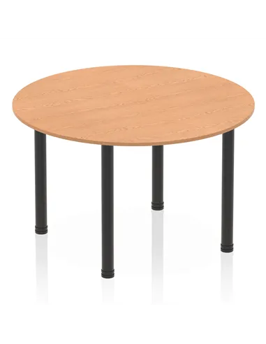 Dynamic Impulse 1200mm Round Table Oak Top Black Post Leg I004191