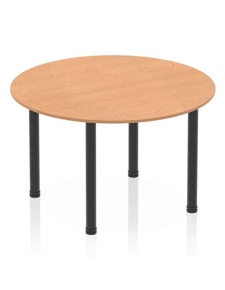 Dynamic Impulse 1200mm Round Table Oak Top Black Post Leg I004191
