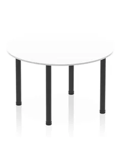 Dynamic Impulse 1200mm Round Table White Top Black Post Leg I004192