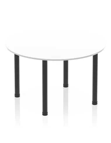 Dynamic Impulse 1200mm Round Table White Top Black Post Leg I004192