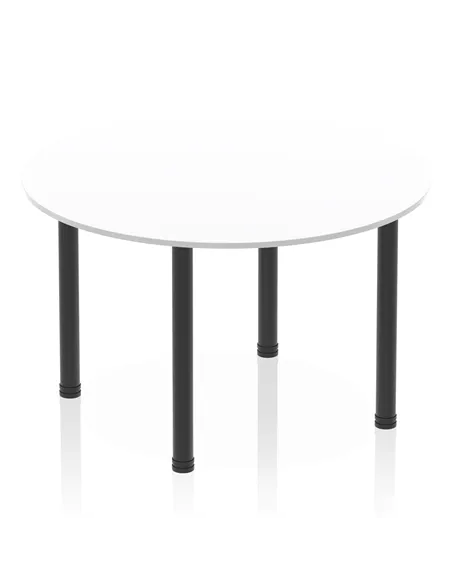 Dynamic Impulse 1200mm Round Table White Top Black Post Leg I004192
