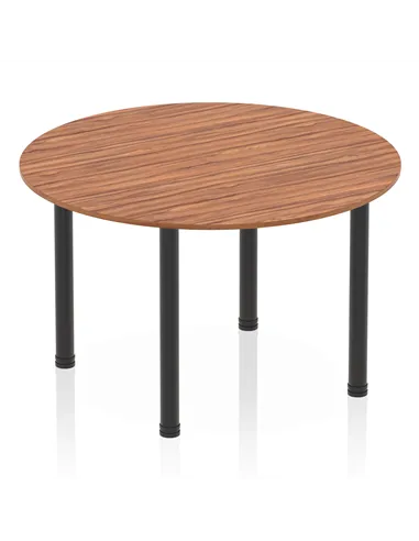 Dynamic Impulse 1200mm Round Table Walnut Top Black Post Leg I004193