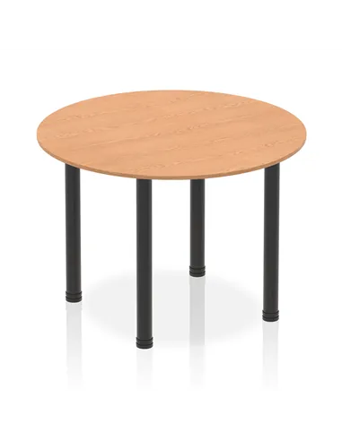 Dynamic Impulse 1000mm Round Table Oak Top Black Post Leg I004197