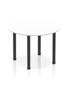 Dynamic Impulse 1000mm Round Table White Top Black Post Leg I004198