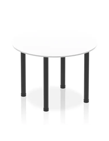 Dynamic Impulse 1000mm Round Table White Top Black Post Leg I004198