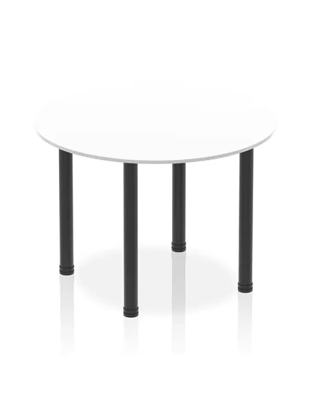 Dynamic Impulse 1000mm Round Table White Top Black Post Leg I004198