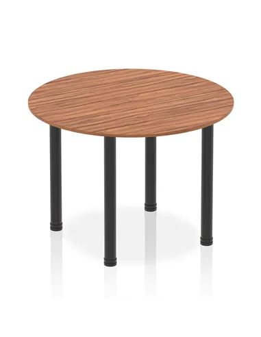 Dynamic Impulse 1000mm Round Table Walnut Top Black Post Leg I004199