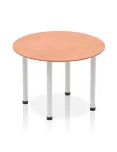 Dynamic Impulse 1000mm Round Table Beech Top Silver Post Leg I004371