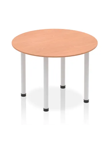 Dynamic Impulse 1000mm Round Table Beech Top Silver Post Leg I004371