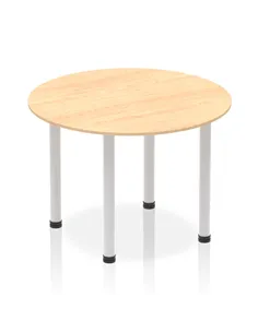 Dynamic Impulse 1000mm Round Table Maple Top Silver Post Leg I004372