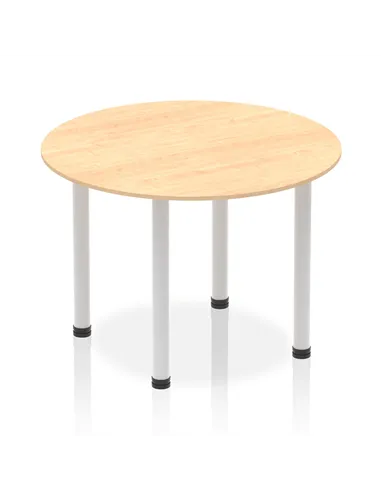 Dynamic Impulse 1000mm Round Table Maple Top Silver Post Leg I004372