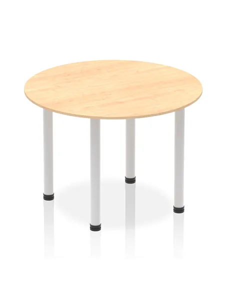 Dynamic Impulse 1000mm Round Table Maple Top Silver Post Leg I004372