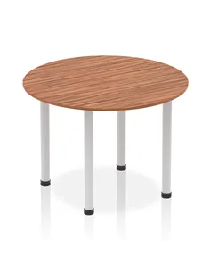 Dynamic Impulse 1000mm Round Table Walnut Top Silver Post Leg I004374